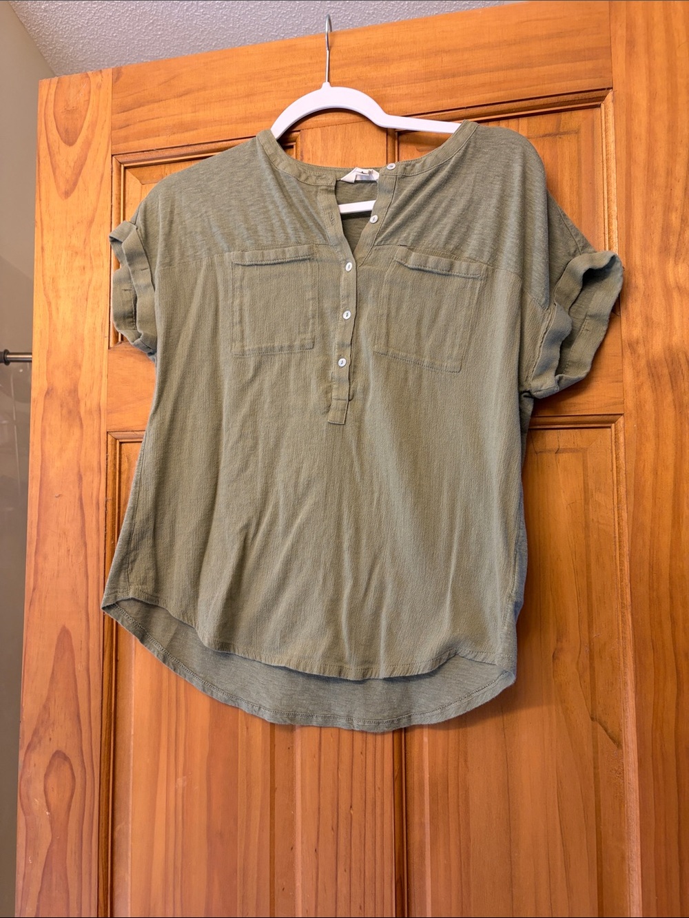 Lucky Brand Relaxed Short Sleeve Henley Top - Green